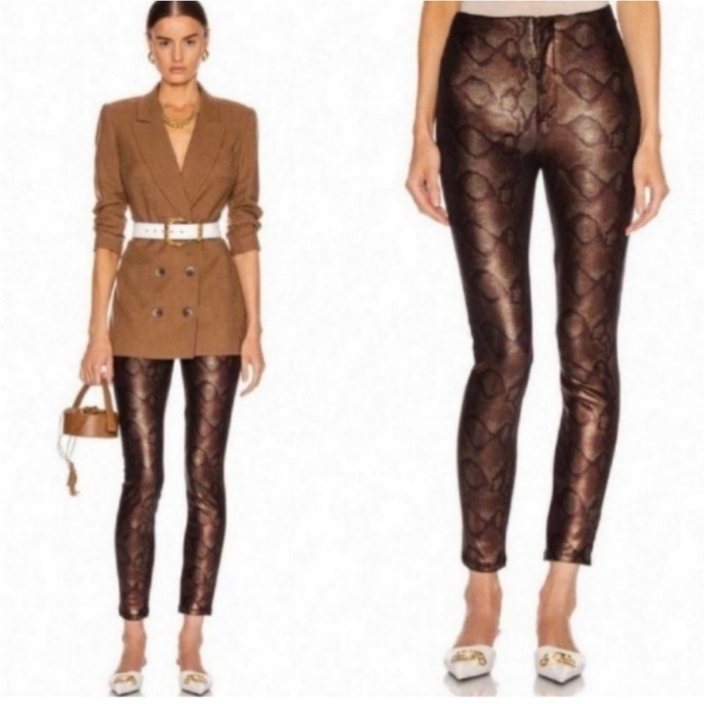 MOTHER Metallic Brown Snakeskin Slim Pants